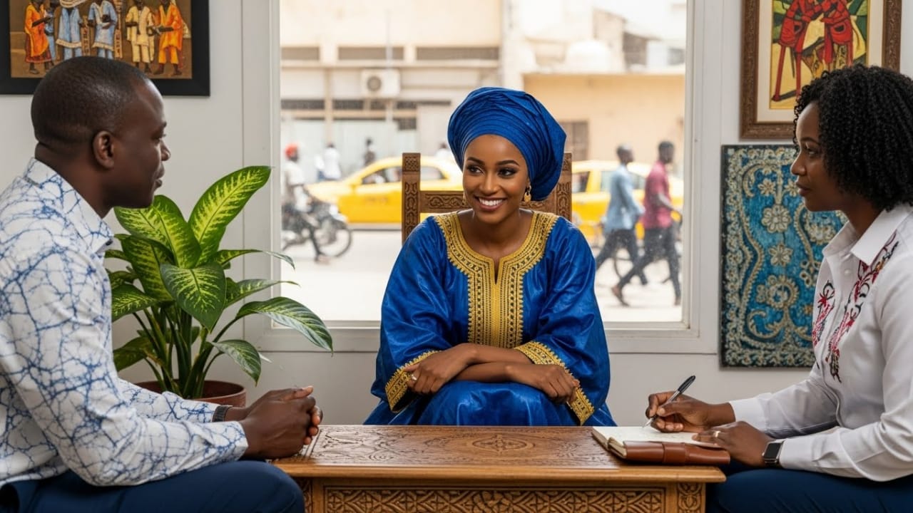 Séance de consultation psychologique au Sénégal entre un couple et une professionnelle
